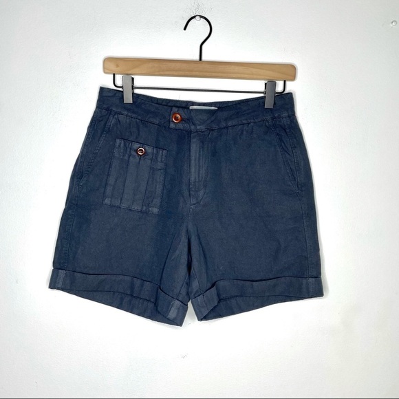 Guideboat Co. Lake Como Cotton Linen Navy Short 26 - Picture 1 of 10